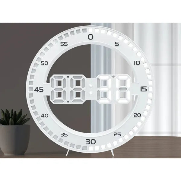 LED digitális ébresztőóra hőmérővel, falra vagy asztalra, USB, fehér