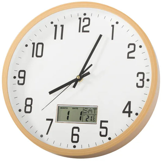 Csendes, nagy 30 cm-es falióra digitális dátum- és hőmérséklet-kijelzővel