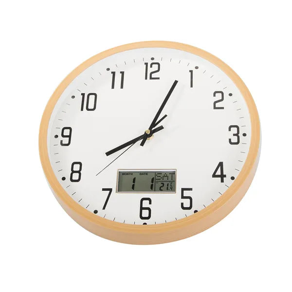 Csendes, nagy 30 cm-es falióra digitális dátum- és hőmérséklet-kijelzővel