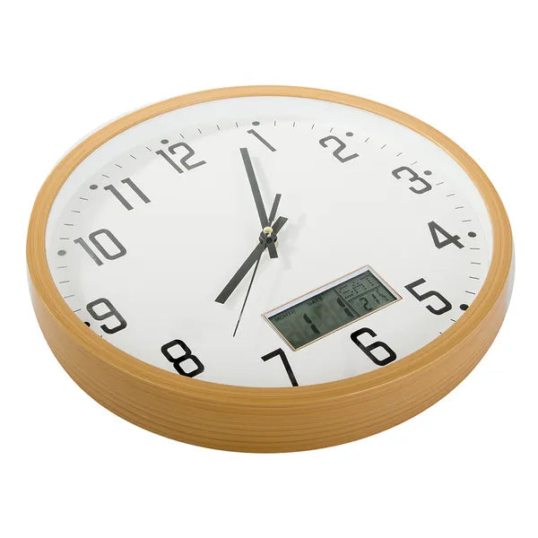 Csendes, nagy 30 cm-es falióra digitális dátum- és hőmérséklet-kijelzővel
