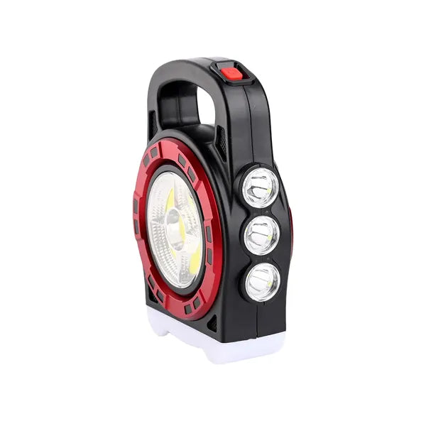 Napelemes hordozható LED zseblámpa 20W, powerbank, 3 mód, IP44, USB