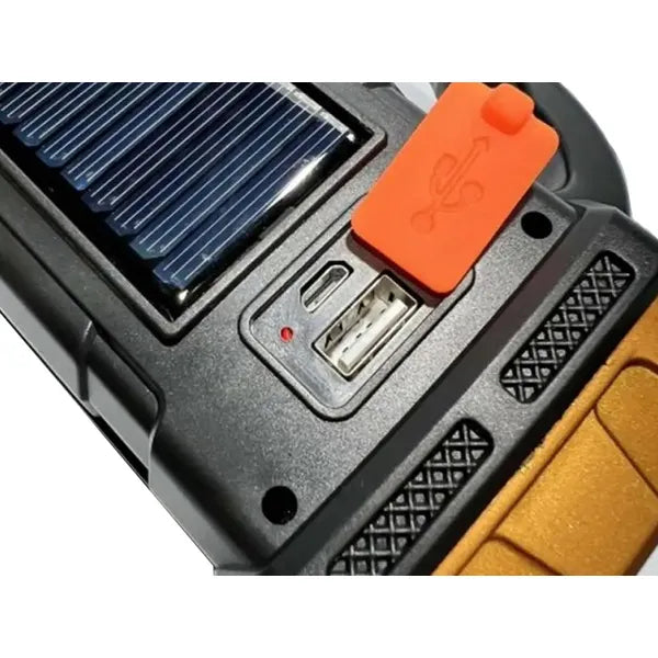 25 W-os napelemes, USB-tölthető LED+COB munkalámpa/powerbank, IP44