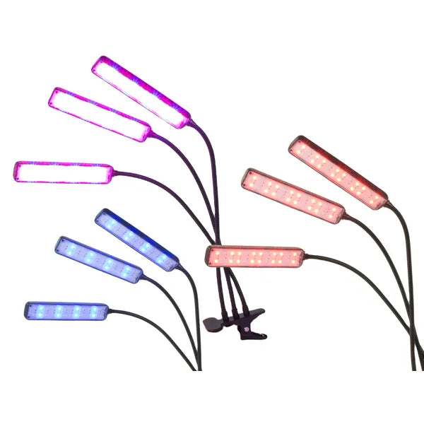 LED növénylámpa 3 panellel, USB-s, időzítős, csíptetős, 72 LED