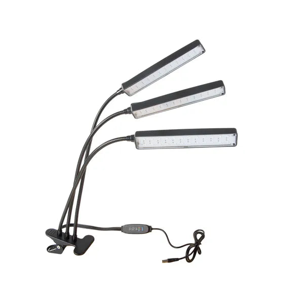 LED növénylámpa 3 panellel, USB-s, időzítős, csíptetős, 72 LED