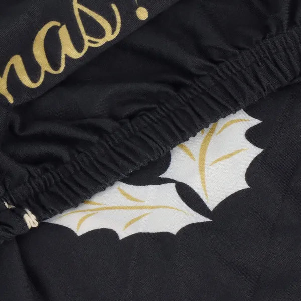 Univerzális spandex székhuzat fekete-arany, karácsonyi mintával
