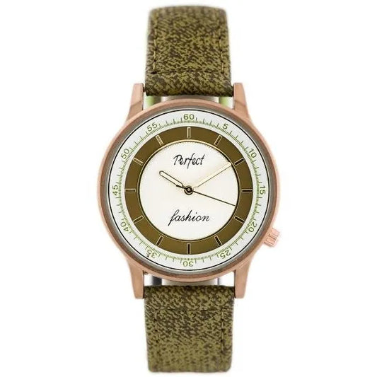 Perfect A379 női karóra, kvarc, olívazöld textilszíj, WR30, 37 mm