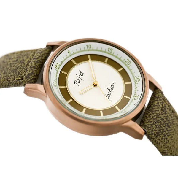 Perfect A379 női karóra, kvarc, olívazöld textilszíj, WR30, 37 mm