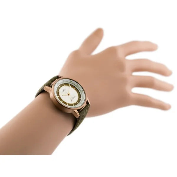 Perfect A379 női karóra, kvarc, olívazöld textilszíj, WR30, 37 mm