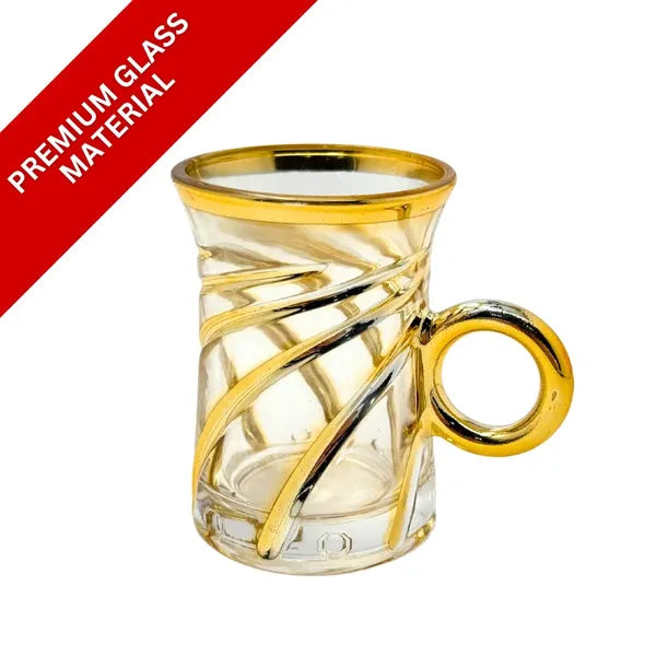 6 db aranyszegélyes demitasse eszpresszó üvegcsésze szett, 90-120 ml