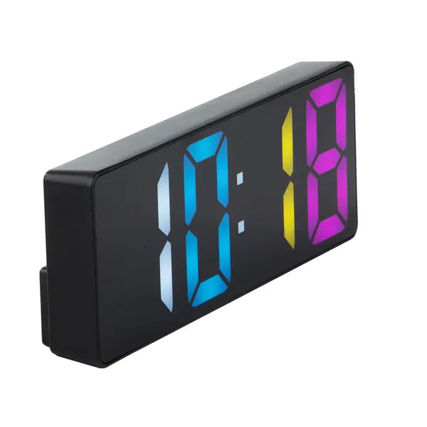 Színes kijelzős digitális LED ébresztőóra hőmérővel, dátummal, USB/elemes