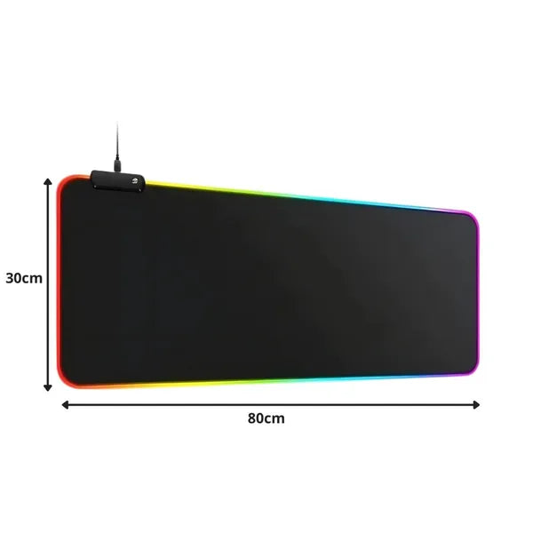 RGB világító gamer egérpad XL 80×30 cm, csúszásgátló, USB