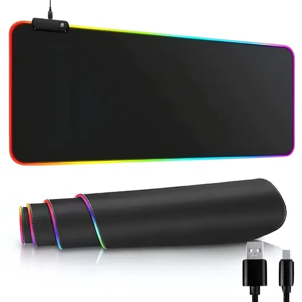 RGB világító gamer egérpad XL 80×30 cm, csúszásgátló, USB