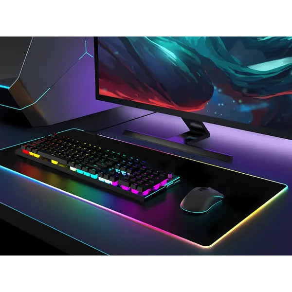 RGB megvilágítású XXL gaming egérpad 90×40 cm, csúszásgátló, USB