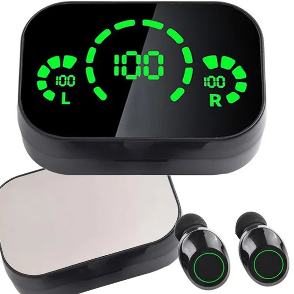 Bluetooth 5.4 in-ear fülhallgató LED töltőtokkal, mikrofonnal, fekete