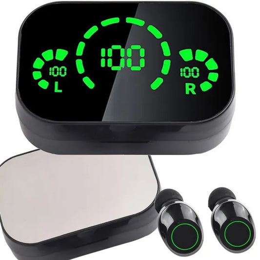 Bluetooth 5.4 in-ear fülhallgató LED töltőtokkal, mikrofonnal, fekete