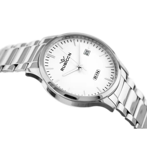Rubicon RNDD60 férfi kvarc karóra, acél szíj, fehér számlap, 39 mm