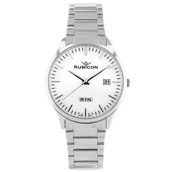 Rubicon RNDD60 férfi kvarc karóra, acél szíj, fehér számlap, 39 mm