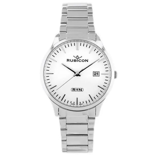 Rubicon RNDD60 férfi kvarc karóra, acél szíj, fehér számlap, 39 mm
