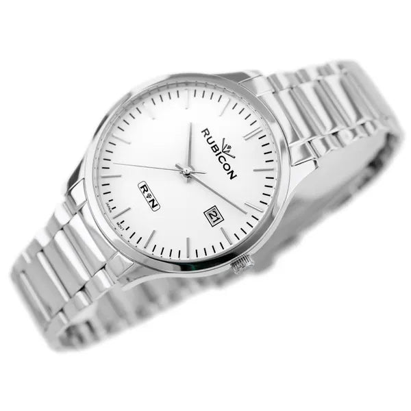 Rubicon RNDD60 férfi kvarc karóra, acél szíj, fehér számlap, 39 mm