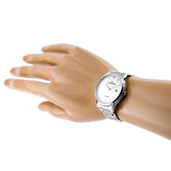 Rubicon RNDD60 férfi kvarc karóra, acél szíj, fehér számlap, 39 mm