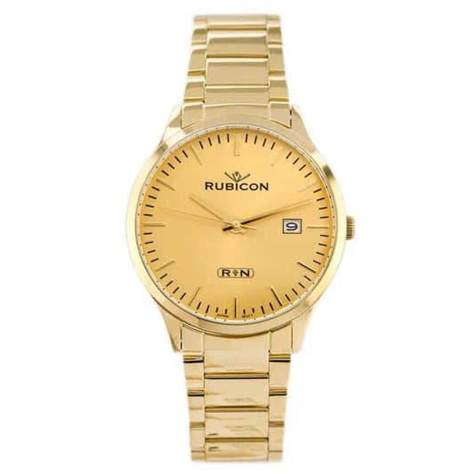 Rubicon férfi karóra arany nemesacél, 39 mm tok, Miyota, WR30