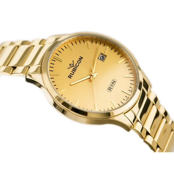 Rubicon férfi karóra arany nemesacél, 39 mm tok, Miyota, WR30