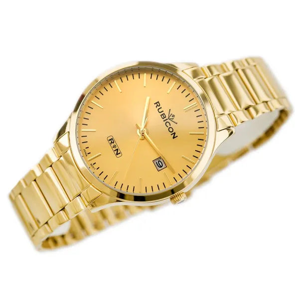 Rubicon férfi karóra arany nemesacél, 39 mm tok, Miyota, WR30