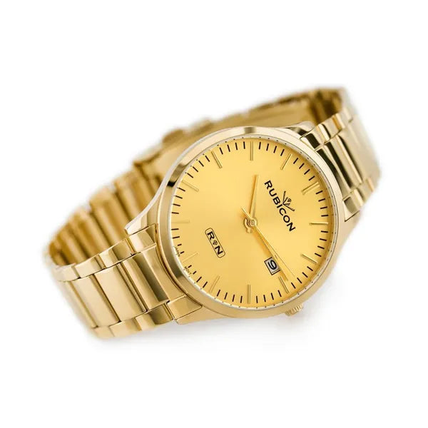 Rubicon férfi karóra arany nemesacél, 39 mm tok, Miyota, WR30