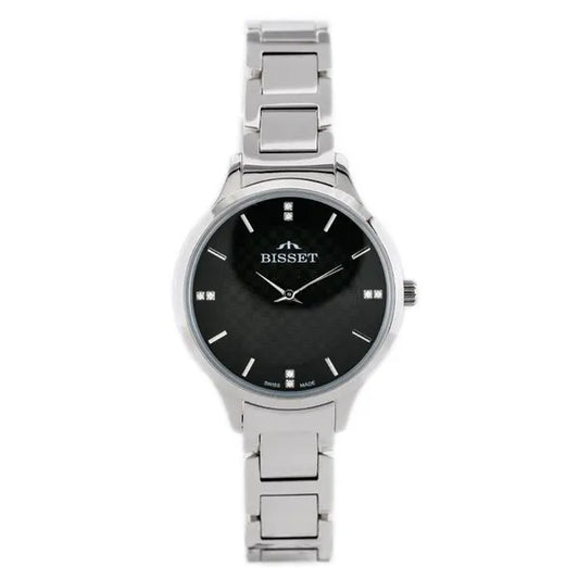 BISSET BSBE45 női karóra, ezüst nemesacél, fekete számlap, 34 mm