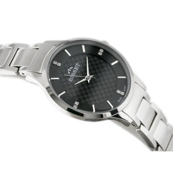 BISSET BSBE45 női karóra, ezüst nemesacél, fekete számlap, 34 mm