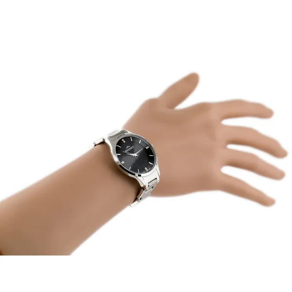 BISSET BSBE45 női karóra, ezüst nemesacél, fekete számlap, 34 mm