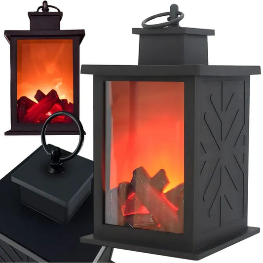 Led kandallóhatású dekor lámpás, 3D mozgó láng, elemes, 22×14 cm, fekete