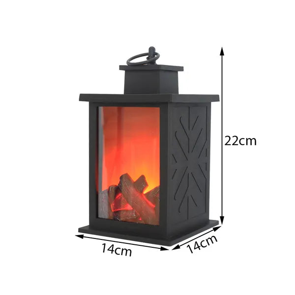 Led kandallóhatású dekor lámpás, 3D mozgó láng, elemes, 22×14 cm, fekete