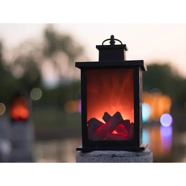 Led kandallóhatású dekor lámpás, 3D mozgó láng, elemes, 22×14 cm, fekete