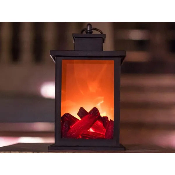Led kandallóhatású dekor lámpás, 3D mozgó láng, elemes, 22×14 cm, fekete