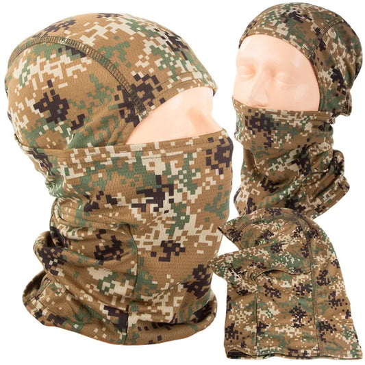 Termoaktív pixel camo balaklava, univerzális motoros terepmintás maszk