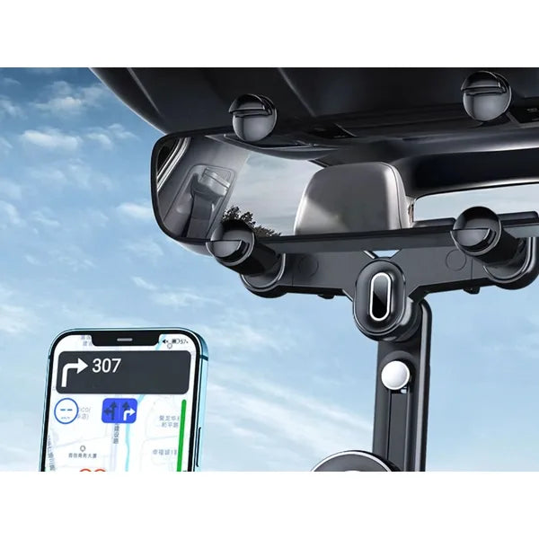 Visszapillantó tükörre szerelhető 360°-ban forgatható univerzális telefontartó