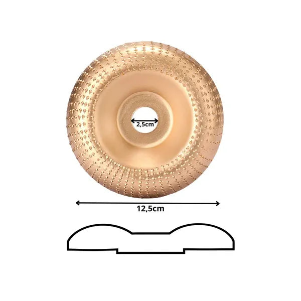 Arany 125 mm-es konvex wolfram-karbid fa csiszolókorong, 25 mm furat