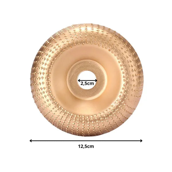 Arany 125 mm-es konvex wolfram-karbid fa csiszolókorong, 25 mm furat