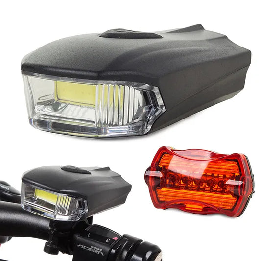 COB LED kerékpár lámpa szett 5 W, első-hátsó, 7 üzemmód, AAA