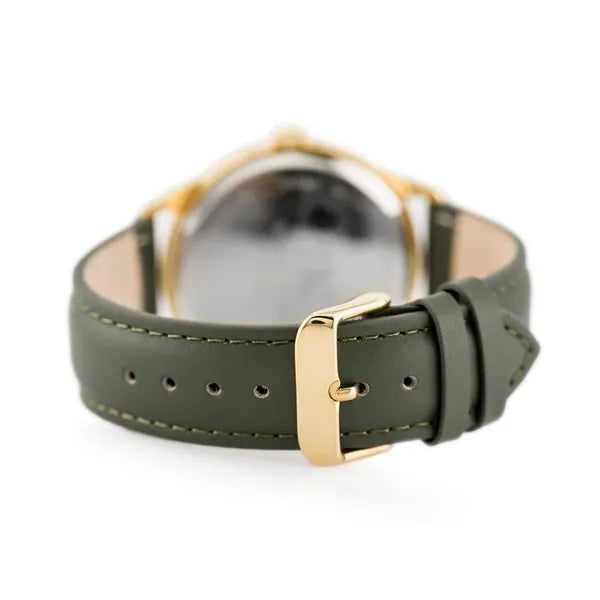 Férfi karóra 43 mm Jordan Kerr C2287, arany tok, szürke-olíva bőrszíj