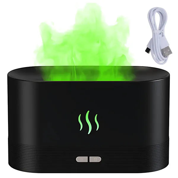 USB ultrahangos aromadiffúzor párásító, LED RGB láng effekttel, 180 ml