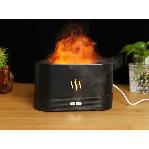USB ultrahangos aromadiffúzor párásító, LED RGB láng effekttel, 180 ml