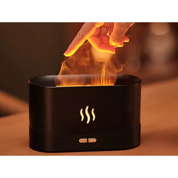 USB ultrahangos aromadiffúzor párásító, LED RGB láng effekttel, 180 ml