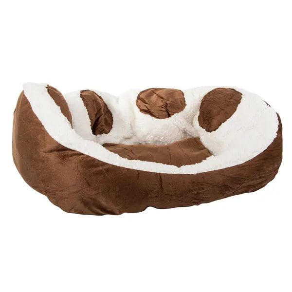 Plüss kutya- és macskaágy, tappancs formájú, barna, 60 cm