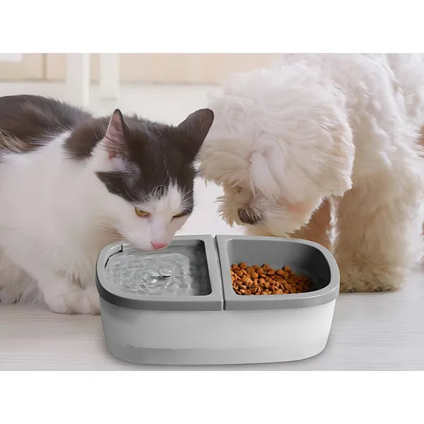 2 az 1-ben szökőkutas etetőtál macskáknak, kutyáknak 2,5 l USB