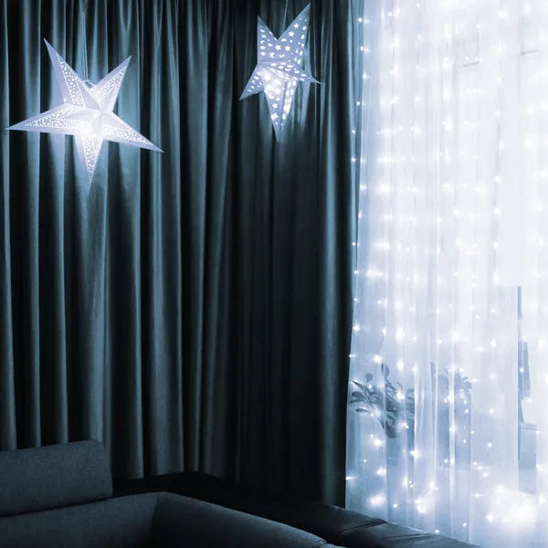 Hideg fehér LED függönyfény 3x3 m, 300 LED, USB, távirányító