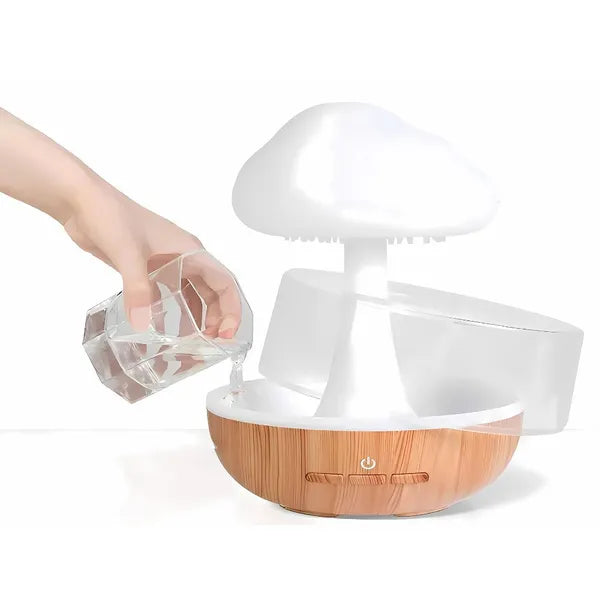 Felhő formájú vezeték nélküli aromaterápiás párásító RGB lámpával, 200 ml