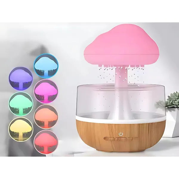 Felhő formájú vezeték nélküli aromaterápiás párásító RGB lámpával, 200 ml