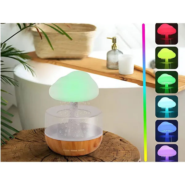 Felhő formájú vezeték nélküli aromaterápiás párásító RGB lámpával, 200 ml